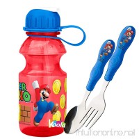 super mario brothers 14oz tritan plastic water bottle w/Spoon and Fork Flatware - B07CNBDG55